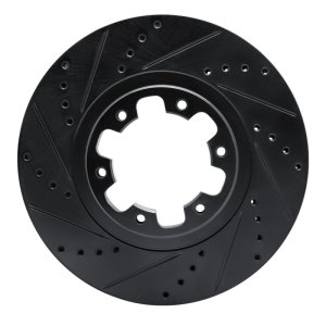 Infiniti QX4 Brake Rotor (1) - Front Left - R1 Concepts - Drilled & Slotted - Black - `98-`04